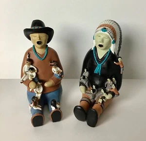 NATIVE AMERICAN STORYTELLER FIGERINE WITH CHILDREN SET OF 2 - Picture 1 of 6