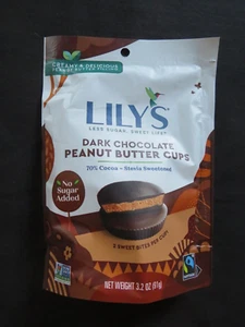 (1) Lily's Dark Chocolate Peanut Butter Cups 70% Cocoa 3.2 Oz No Sugar Added - Picture 1 of 2