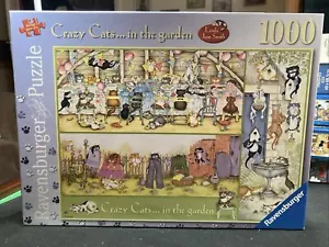 CRAZY CATS IN THE GARDEN LINDA JANE SMITH RAVENSBURGER 1000 PIECE CAT JIGSAW - Picture 1 of 1
