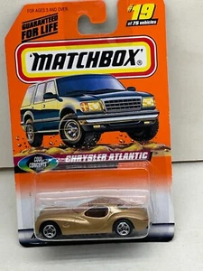 1997 MATCHBOX SUPERFAST #19 GOLD CHRYSLER ATLANTIC NEW ON CARD - Picture 1 of 5