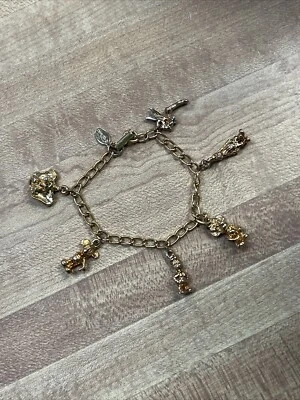 Винтажный браслет с брелоками Walt Disney золотистый Donald Mickey Tink Dumbo - Изображение 1 из 4