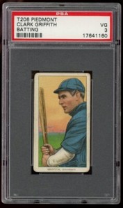 1909 T206 Piedmont Clark Griffith  Batting PSA Grade VG 3