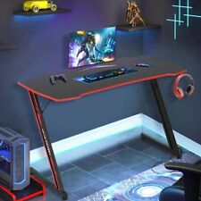 47" Gaming Desk Z-Shaped PC Computer Table Gamer Home Office Desk w/Hook Red