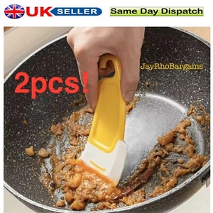 2 Silicone Non Stick Pan Scraper Bowl Cleaner Pot Cleaning Tool Cleaning Spatula - Picture 1 of 9