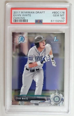 2017 Bowman Chrome Draft #BDC178 Evan White 1st Bowman MARINERS - Image 1 of 2