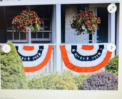 FLAG Banner Patriotic Bunting USA x 36" X 19” NEW Pleated Banner 2 IN PK - Image 1 of 4