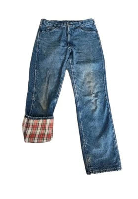 Vtg 80s Oshkosh B Gosh Flannel Lined Insulated Mens Denim Jeans Faded 32x31 USA  - Image 1 of 4