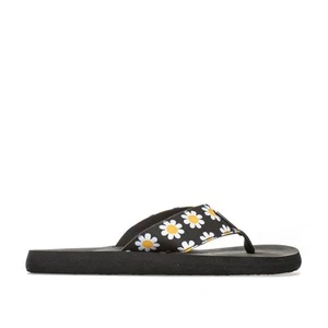 Women's Rocket Dog Adios Daisy Fields Toe Post Flip Flops in Black - Picture 1 of 6