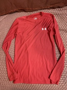 Under Armour Heat Gear Long Sleeve T Shirt Royal Red soccer sports youth Large - Picture 1 of 5