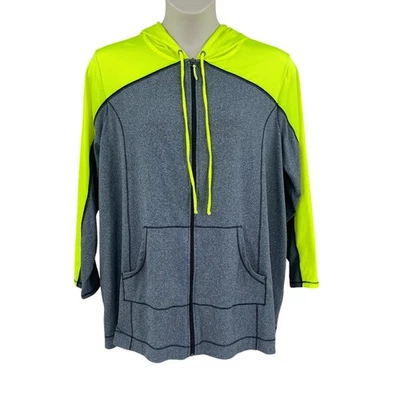 Sudadera con Capucha Catherines Mujer Ligera Tejida Cremallera Talla 2X Gris Verde Neón LS Foto 1 de 4