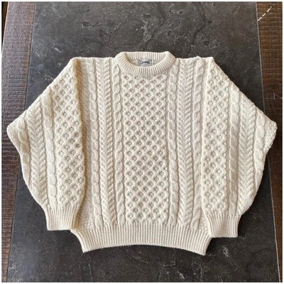 Винтажный 80-х LL Bean ирландский шерсти кабель вязаный свитер маленький винтажный Ирландии птицы глаз - Изображение 1 из 4