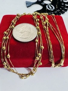 18K 750 Genuine Gold Box Balls Chain Necklace 15.7”/16” long 3mm 6.96g Choker! - Picture 1 of 23