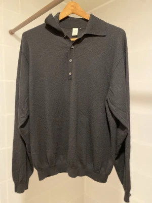 Suéter Kinross Para Hombre 100% Cachemira Negro Medio Botón Manga Larga Foto 1 de 4