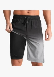 ICKER Men's Swimming Shorts 2 in 1 Compression Liner Quick Dry Zip Size 2XL 40W - Picture 1 of 11