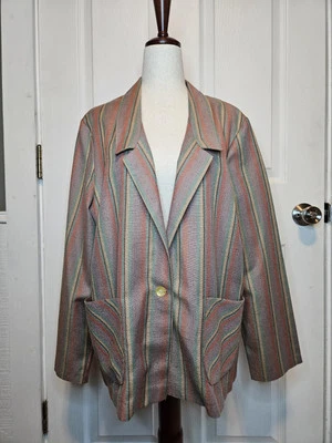 Blazer retro vintage XL sin marca a rayas para mujer hipster artístico ecléctico  Foto 1 de 4