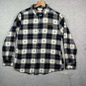 PacSun Flannel Men's Size Medium Plaid Button Down "Paranoid" Collard Preowned - Picture 1 of 15