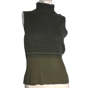 City Silk Knitwear Sleeveless Turtleneck Sweater Top Tank Work L Layering Office - Picture 1 of 7