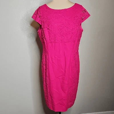 Vestido de cóctel ANTONIO MELANI rosa con detalle de panel de encaje manga gorra 14 Foto 1 de 4