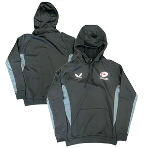 Saracens Rugby Men's Hoodie Castore Black Scuba Hoodie - New - Picture 1 of 3