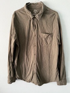 J. Crew Garment-Dyed Slub Cotton Knit Goods Long Sleeve Shirt sage green Large - Picture 1 of 7