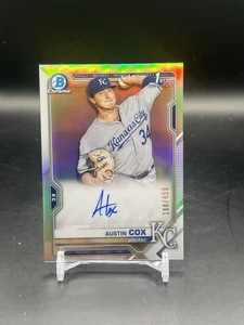 2021 1st Bowman Chrome Refractor Auto Austin Cox #CPA-AC /499 Kansas City Royals - Picture 1 of 2