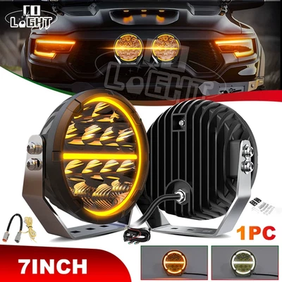 Barra de luz de trabalho LED AUUXBEAM 7" 260W redonda lâmpada de neblina de direção ponto DRL caminhão offroad - Imagem 1 de 4