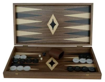 Manopoulos Traditional 19" Walnut wood Backgammon Set - Handmade in Greece - Image 1 of 3