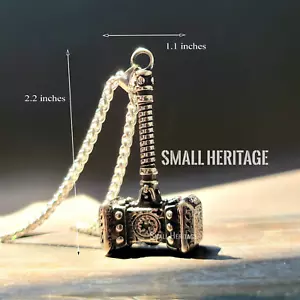 Thor Hammer Viking Necklace Stainless Steel Pendant Odin Norse Mjolnir Amulet - Picture 1 of 5