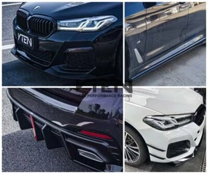 Gloss Black Front Lip Diffuser Spoiler Sideskirt Kit For BMW Series 5 G30 G38 - Picture 1 of 22
