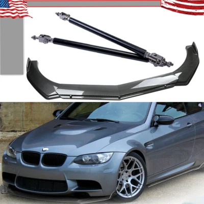 Front Bumper Lip Spoiler Splitter Carbon Fiber Bod Kit For BMW E90 E92 E93 325i - Image 1 of 4