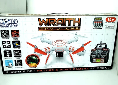 Wraith Spy Drone 2.4 GHz 4.5CH Picture Camera RC Drone 1080p NEW Tech Toys Black - Image 1 of 4