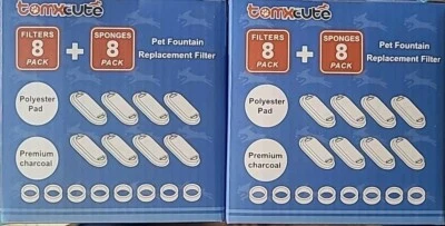 (2) 8-Pack Filters Compatible w Tomxcute 108oz/3.2L pet Fountain Petlibro (GSHF1 - Image 1 of 4
