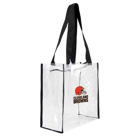 CLEVELAND BROWNS NFL CLEAR SQUARE STADIUM APPROVED ZIPPER TOTE BAG FREE SHIP Cover