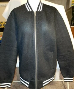 21 M E N Mesh See Thru Bomber Black Jacket White Highlights Men sz L Lightweight - Picture 1 of 6