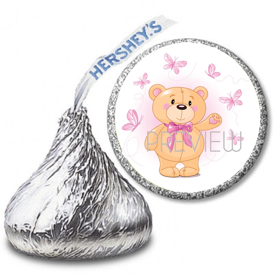 108 Mariposas Oso de Peluche Baby Shower Favores Hershey Kiss Etiquetas Envoltorios de Caramelos Foto 1 de 1