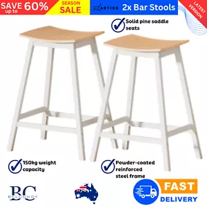 Artiss 2x Wooden Bar Stools Bar Stool Kitchen Dining Barstools Counter Chair Oak - Picture 1 of 13