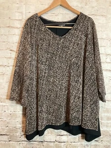 Catherines Top Womens 3X Brown Speckled Asymmetric Hem Mesh Stretch Layered Plus - Picture 1 of 13