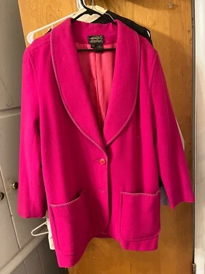 Abrigo Eddie Bauer Mujer Vintage Pea Mezcla Lana Clásico Fucsia Talla Grande Foto 1 de 4