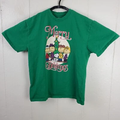 Snoopy Shirt Boy Extra Large Green Crew Neck Short Sleeve Graphic Stretch Casual - Image 1 of 4