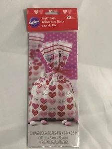 NEW Happy Valentine's Day Plastic Cello Treat Bags w/ties ~ 20 BAGS ~ 4" x 9.5” - Picture 1 of 8