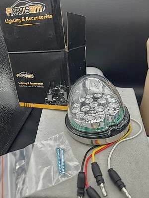 1Pc Dual Revolution 17 Led Watermelon Light For Semi Truck, Amber / Green Signal - Image 1 of 4