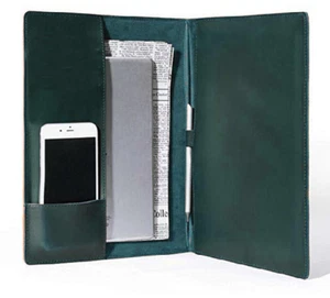 iPad Laptop Bolso Mensajero Maletín Estuche Soporte para bolígrafo Cuero de vaca azul W110 - Imagen 1 de 4