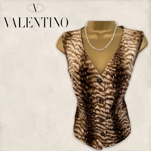 Valentino Miss V Brown Animal Print Velvet Waistcoat IT 44 UK 12 NWT RRP £399 - Picture 1 of 8