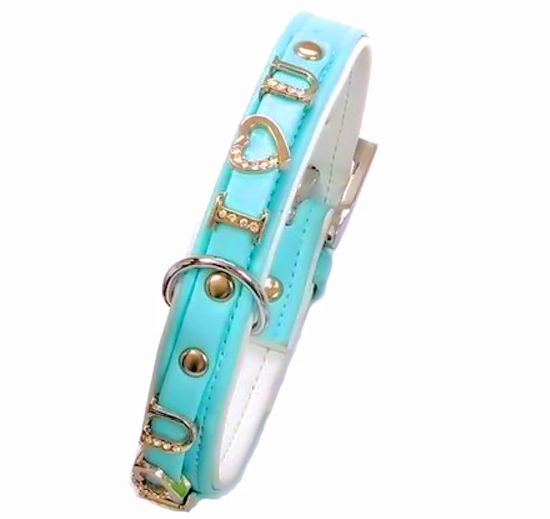 Collar para perros Karlie Art Leather azul claro/light blue "I love U" talla a elegir  Foto 1 de 2