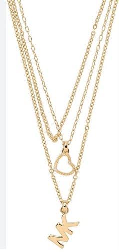 Collana MICHAEL KORS oro MK logo e cuore multistrato MKJ7804710 $135