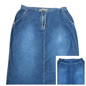 Modesti Denim Skirt 20W Straight Side Elastic Rawhide Drawstring 38 x 37 Western - Picture 1 of 9
