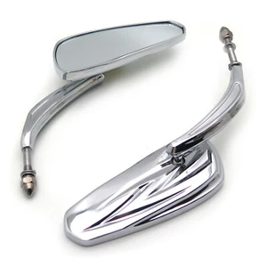Chrome 8mm Rear View Side Mirrors Fit For Harley Touring Road Glide King Electra - Picture 1 of 7