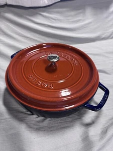 Staub 28cm (11”) Braiser / Sauté Pan / Cocotte - Dark Blue / Orange - w/ Lid! - Picture 1 of 11