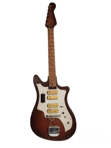 Raro Vintage Anni 60 Chitarra Elettrica Offset Corpo 4 Gold Foil Pickup MIJ Hoshino Gen - Foto 1 di 15