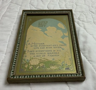 Vintage Framed Print, Motto, Life’s Best Gift, Mother, Lyman Powell - Image 1 of 4